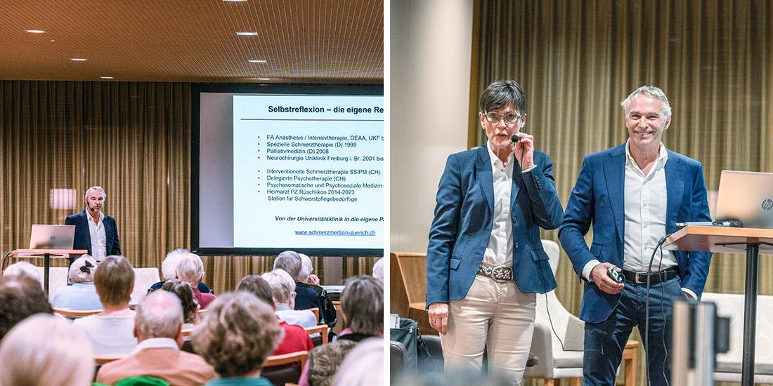 Luden zum Vortrag ein: Dr. med. Henner Niebergall und Corinne Nussbaumer (Leitung Pflege und Betreuung, Falkenstein).