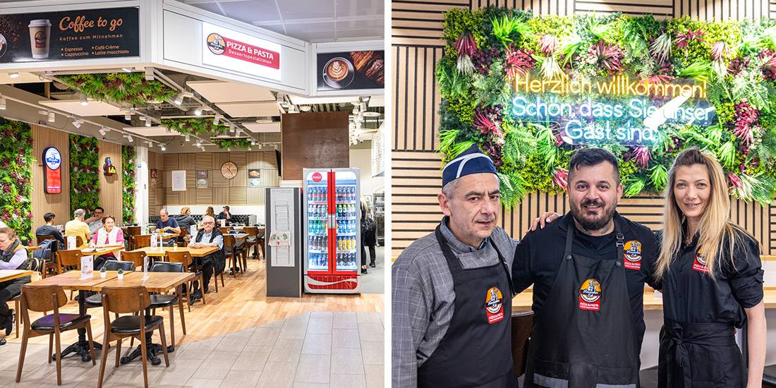 Das heimelige, umgebaute, neu eröffnete Café & Restaurant. Geschäftsinhaber Umut Selvi (Mitte) mit Team.