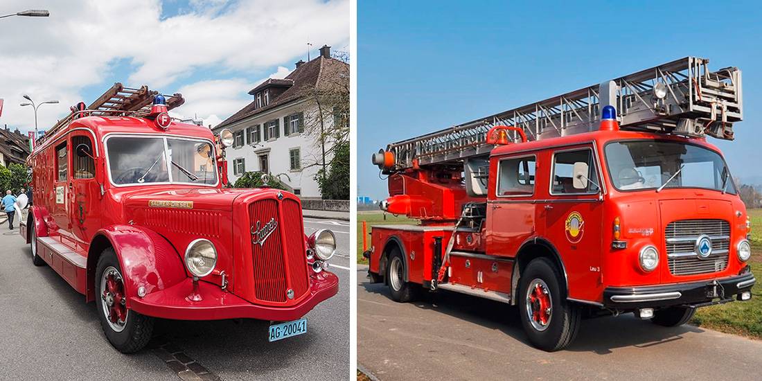 Wahre Hingucker: Die Automobilspritze Lise (links) und die Autodrehleiter Saurer, die dank grossem Einsatz von Willi Gloor und Andreas Lämmli wieder auf Vordermann gebracht wird.